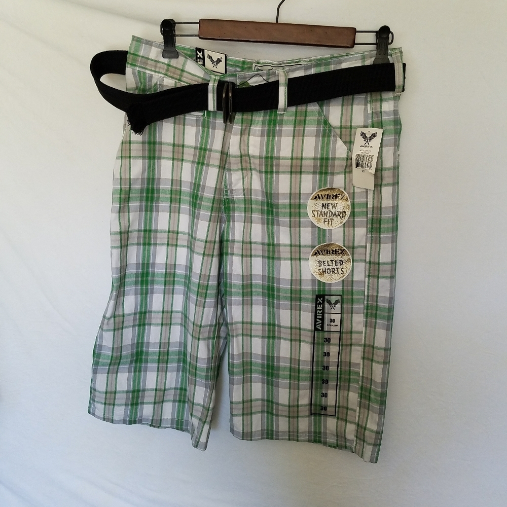 Avirex Mens Striped Shorts green/white Stripes Sz